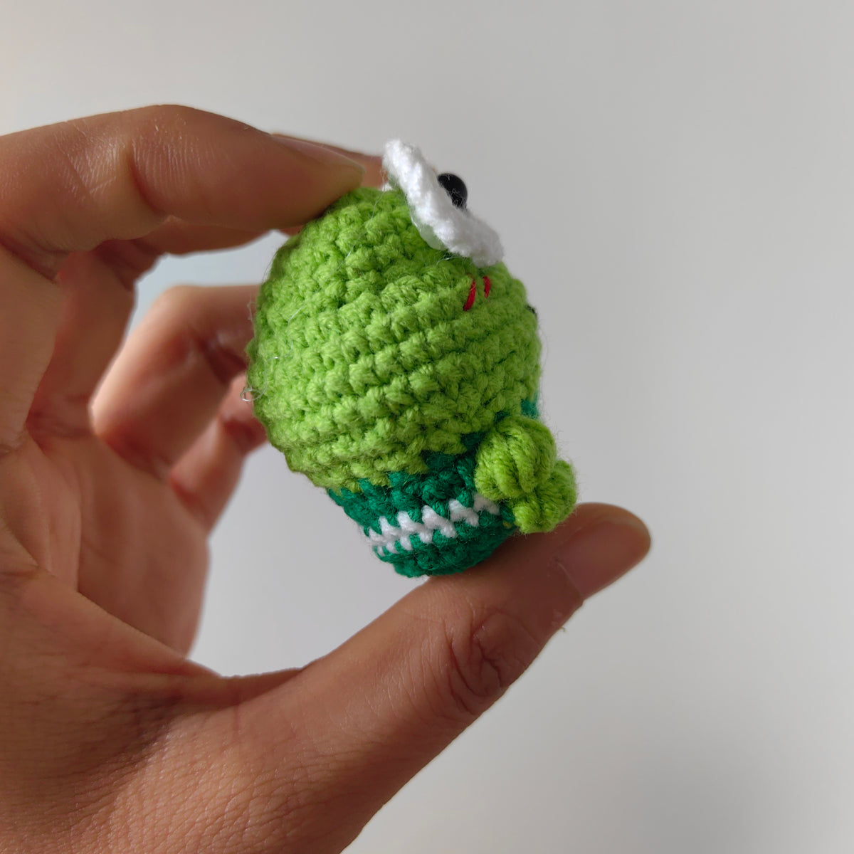 Cute Crochet Frog Close Up Soft Plush DIY Kit Detail
