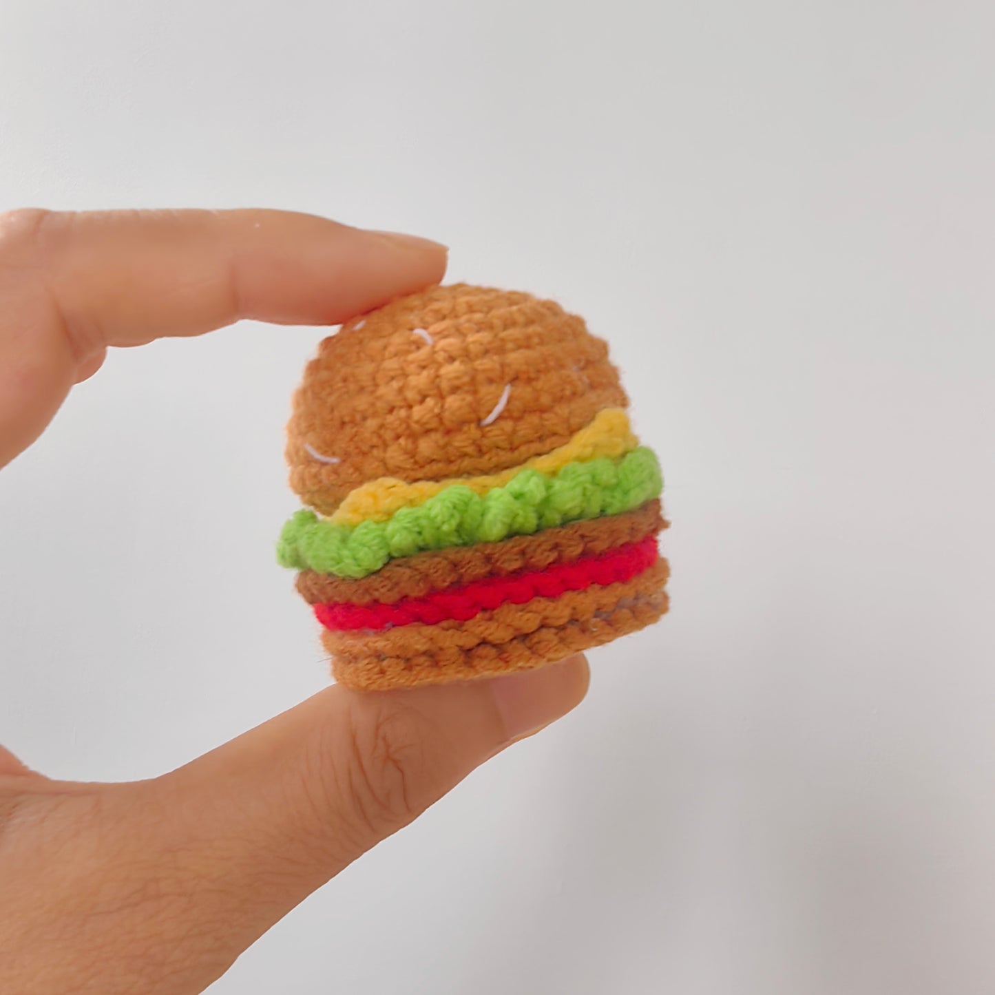 Cute Crochet Hamburger Keychain Finished Plush