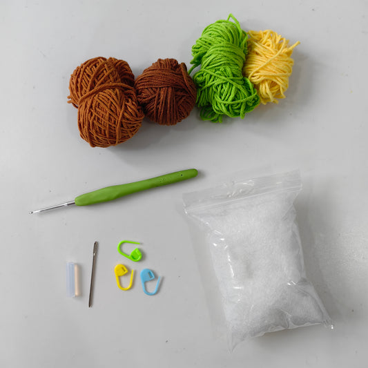 Complete crochet mini LOVE cactus kit materials