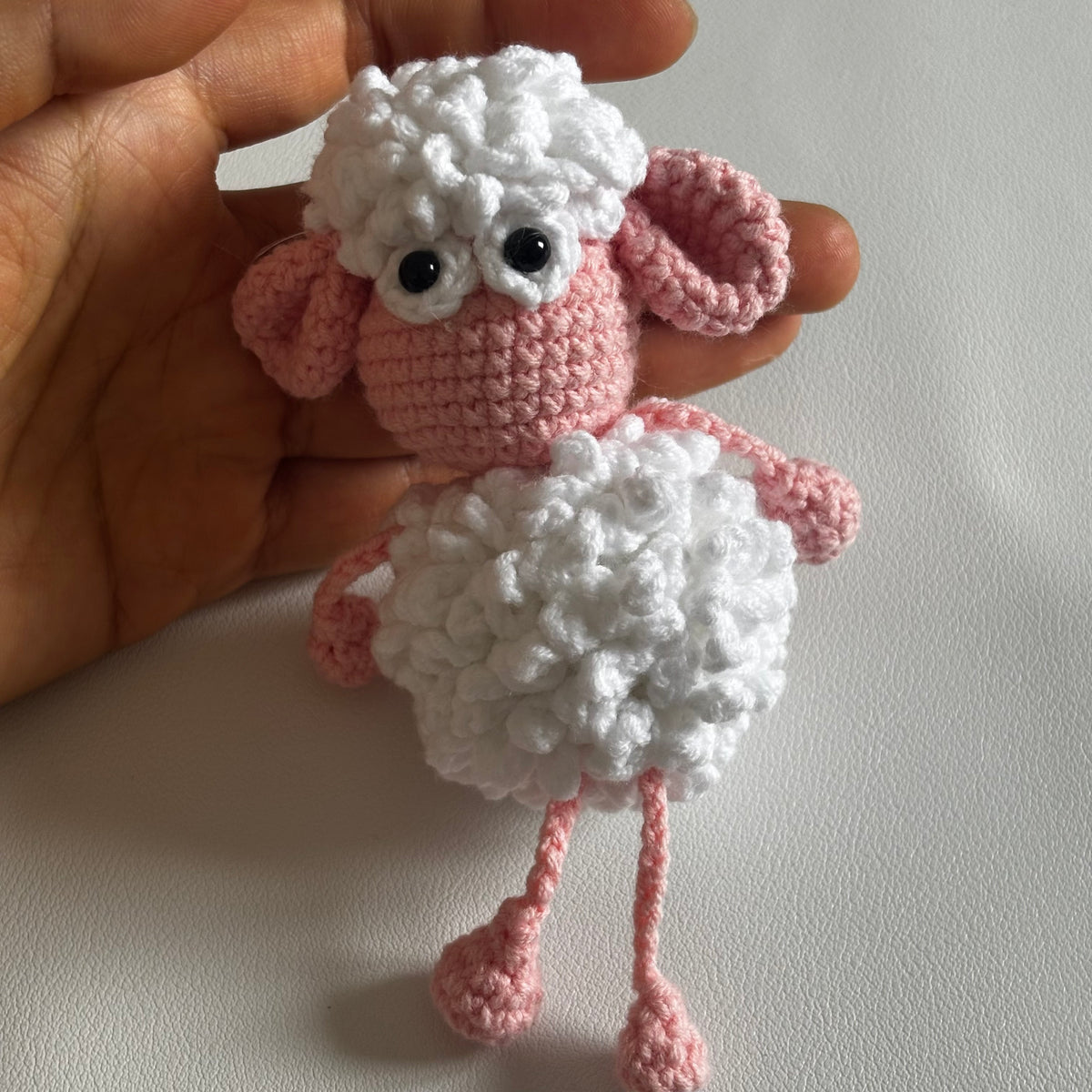 Adorable Crochet Sheep Plush Pendant DIY Kit Detail