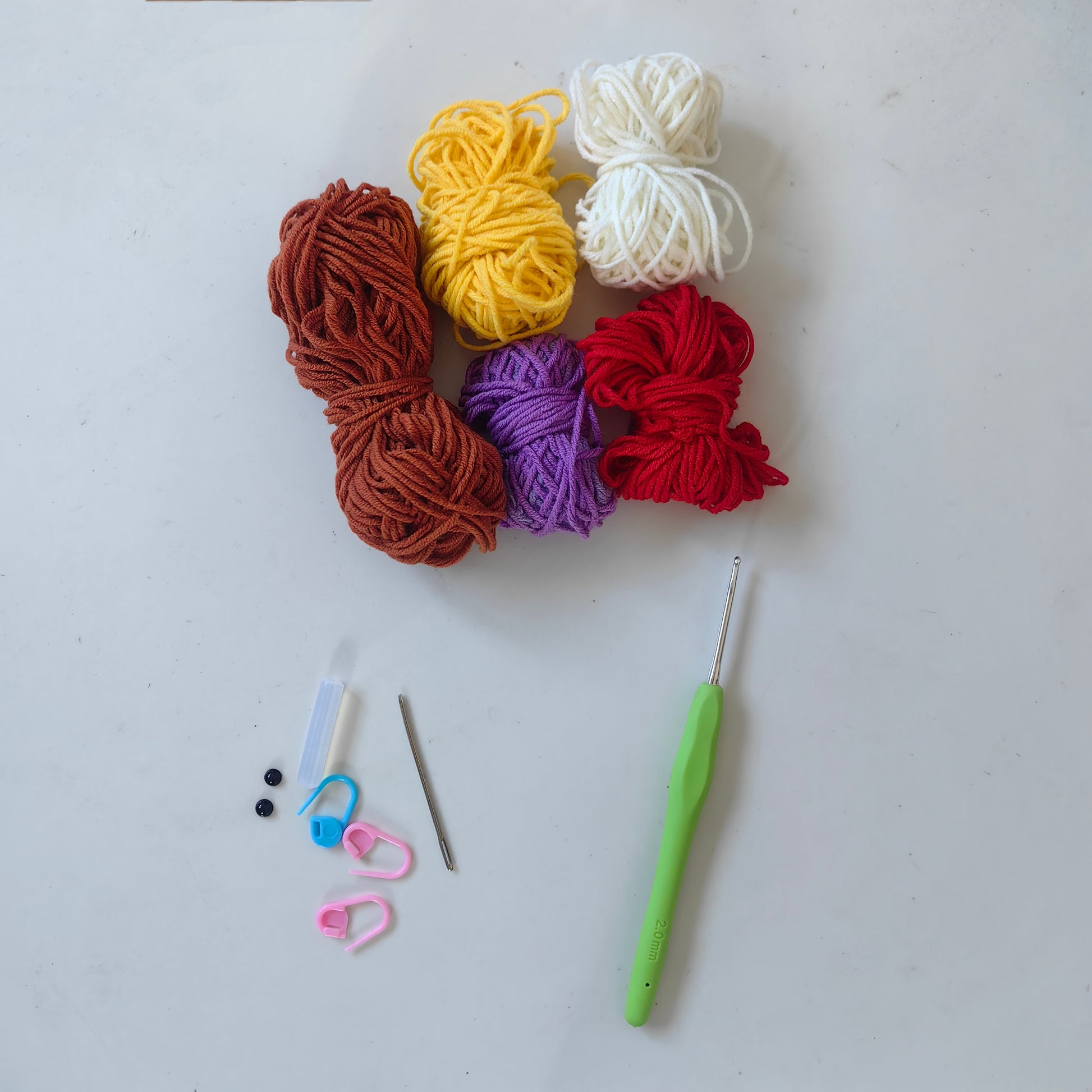 Complete Crochet Big Mouth Key Cover Kit with yarn, crochet hook and accessories