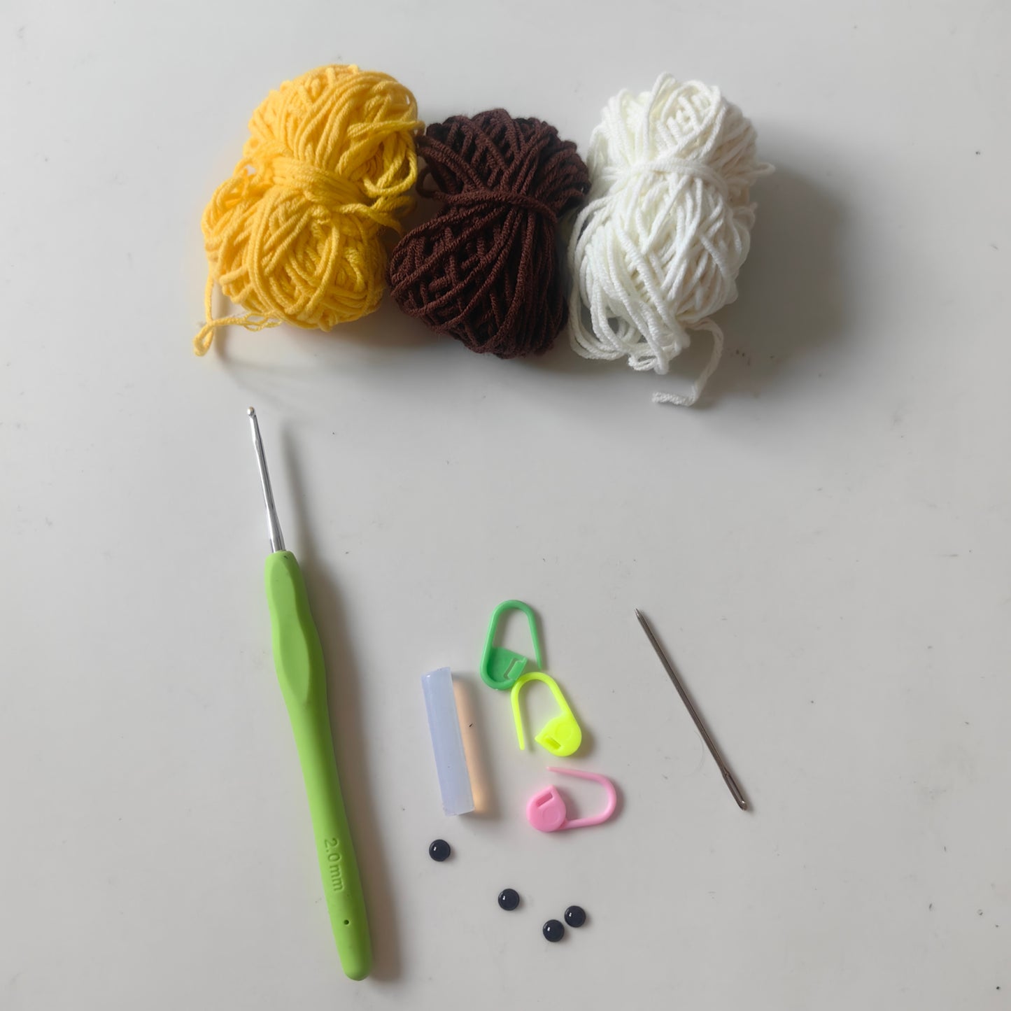 Crochet Biscuit Keychain DIY Kit with all included materials yarn crochet hook stuffing and keychain accessories