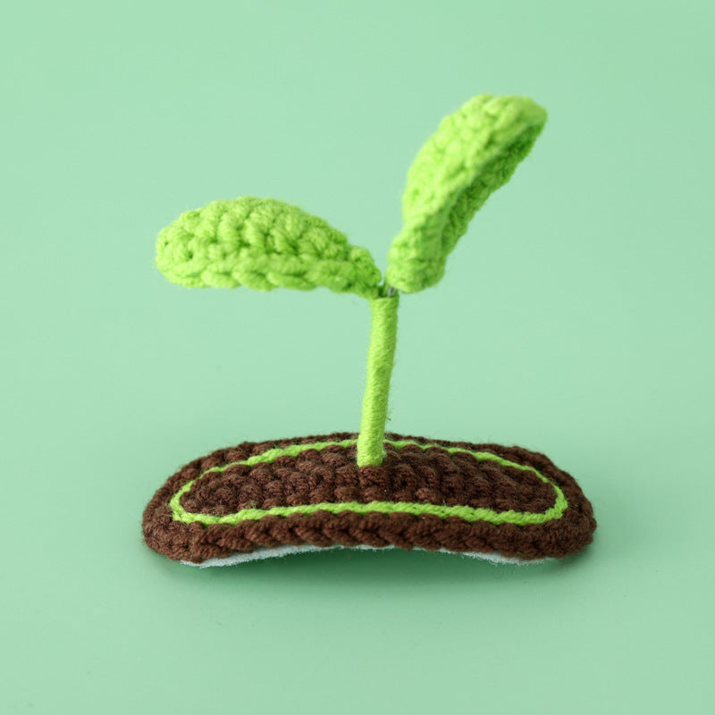 Another close-up of crochet bud hairclip highlighting the handcrafted details