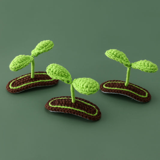 Front view of handmade crochet bud hairclip showing delicate flower design