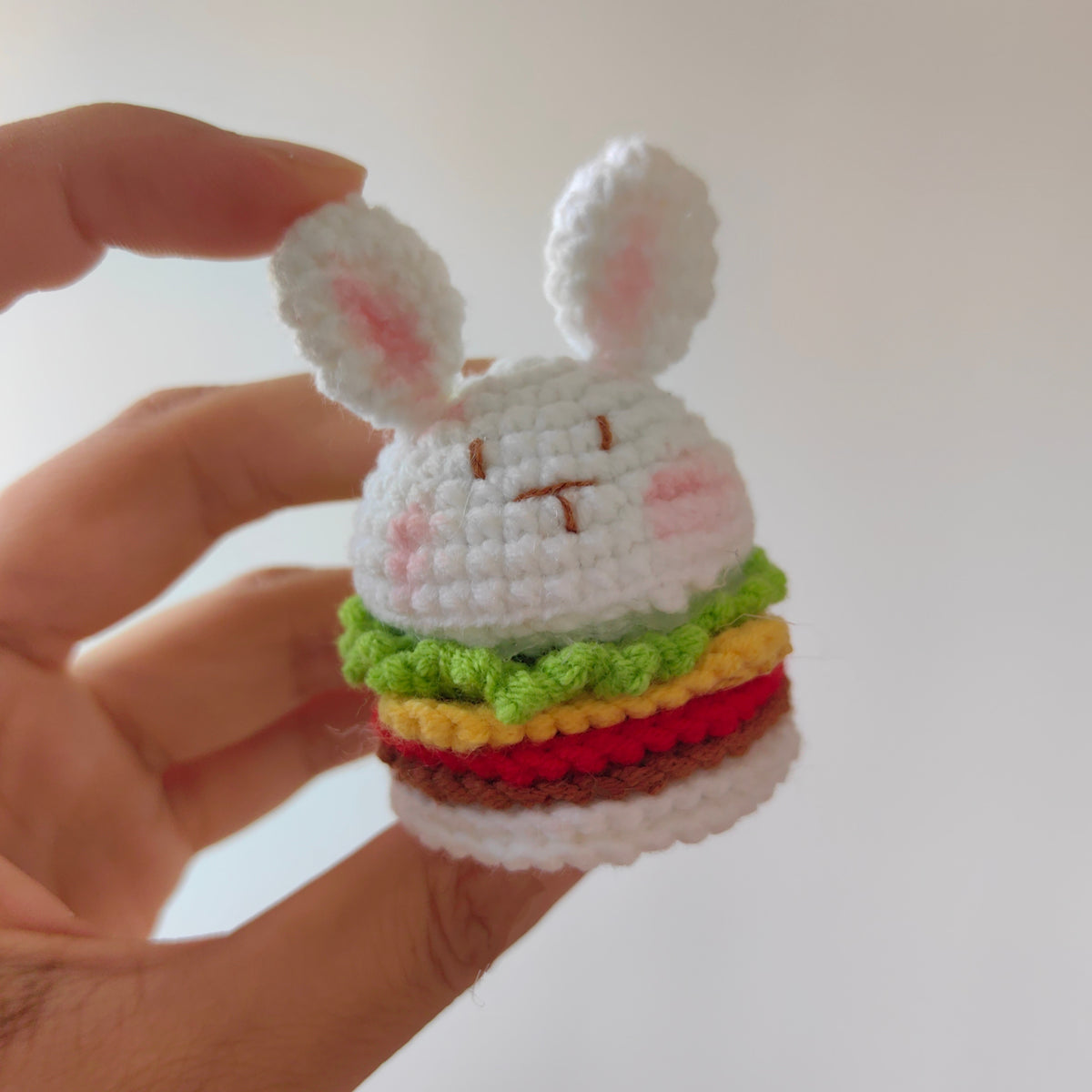 Cute crochet bunny hamburger plush DIY kit