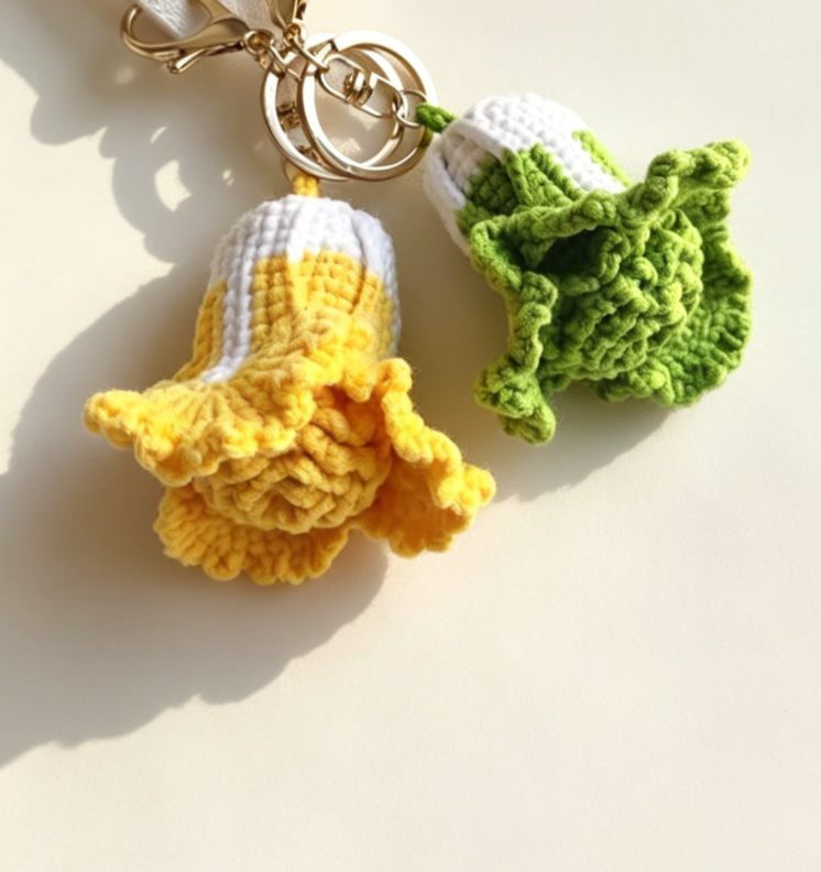 Crochet cabbage kit finished plush in green and yellow colors