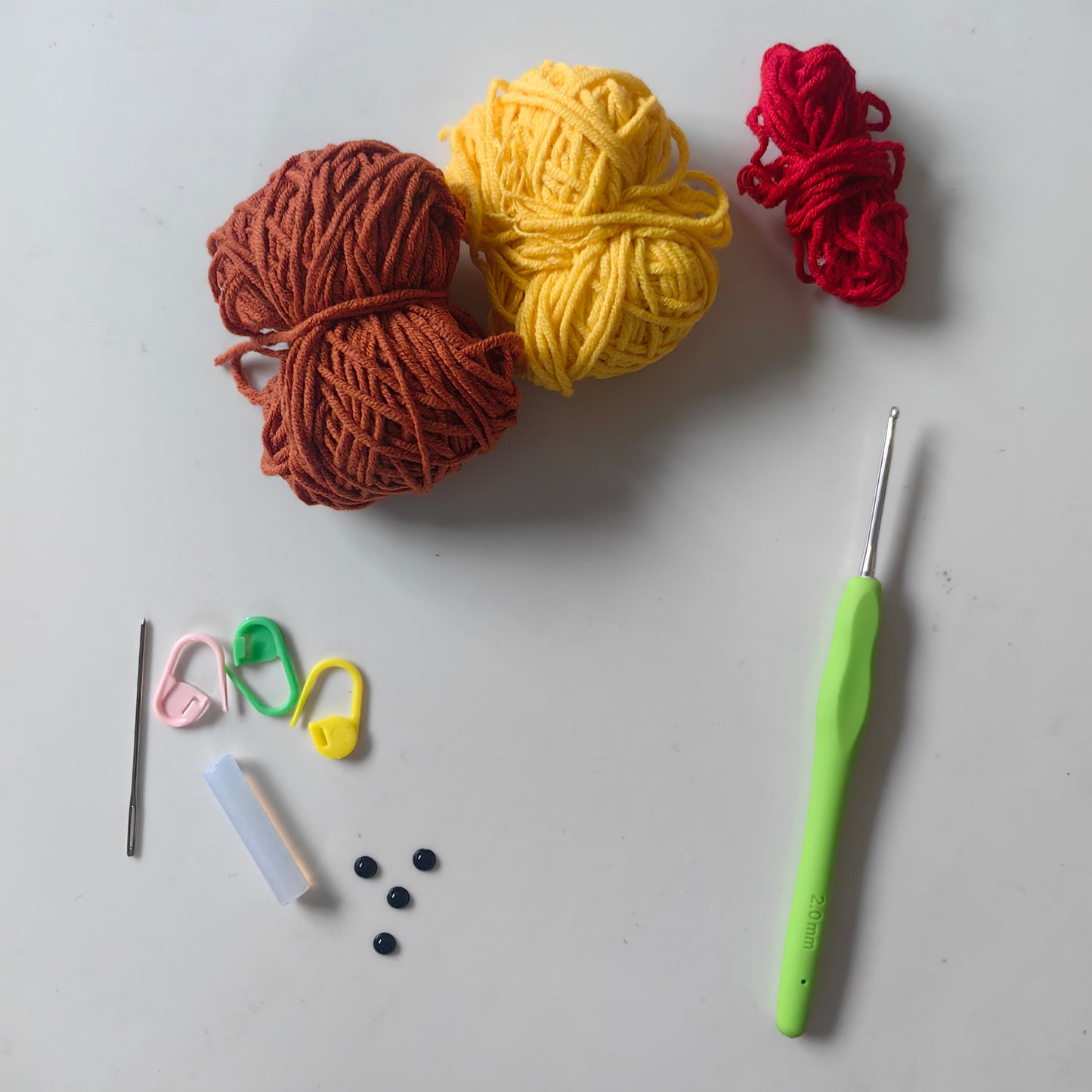 Complete crochet chick pouch kit