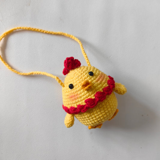 Cute crochet chicken egg pouch kit front view