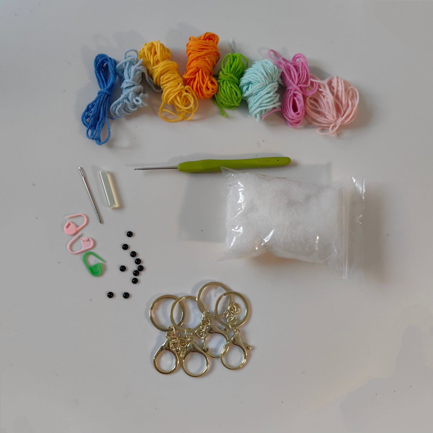 Complete Crochet Fish Kit materials including supplies for DIY fish