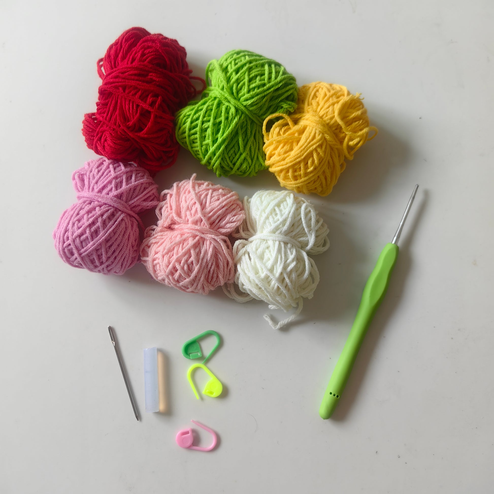 Crochet Flower Coaster DIY Kit with all included materials yarn crochet hook and accessories