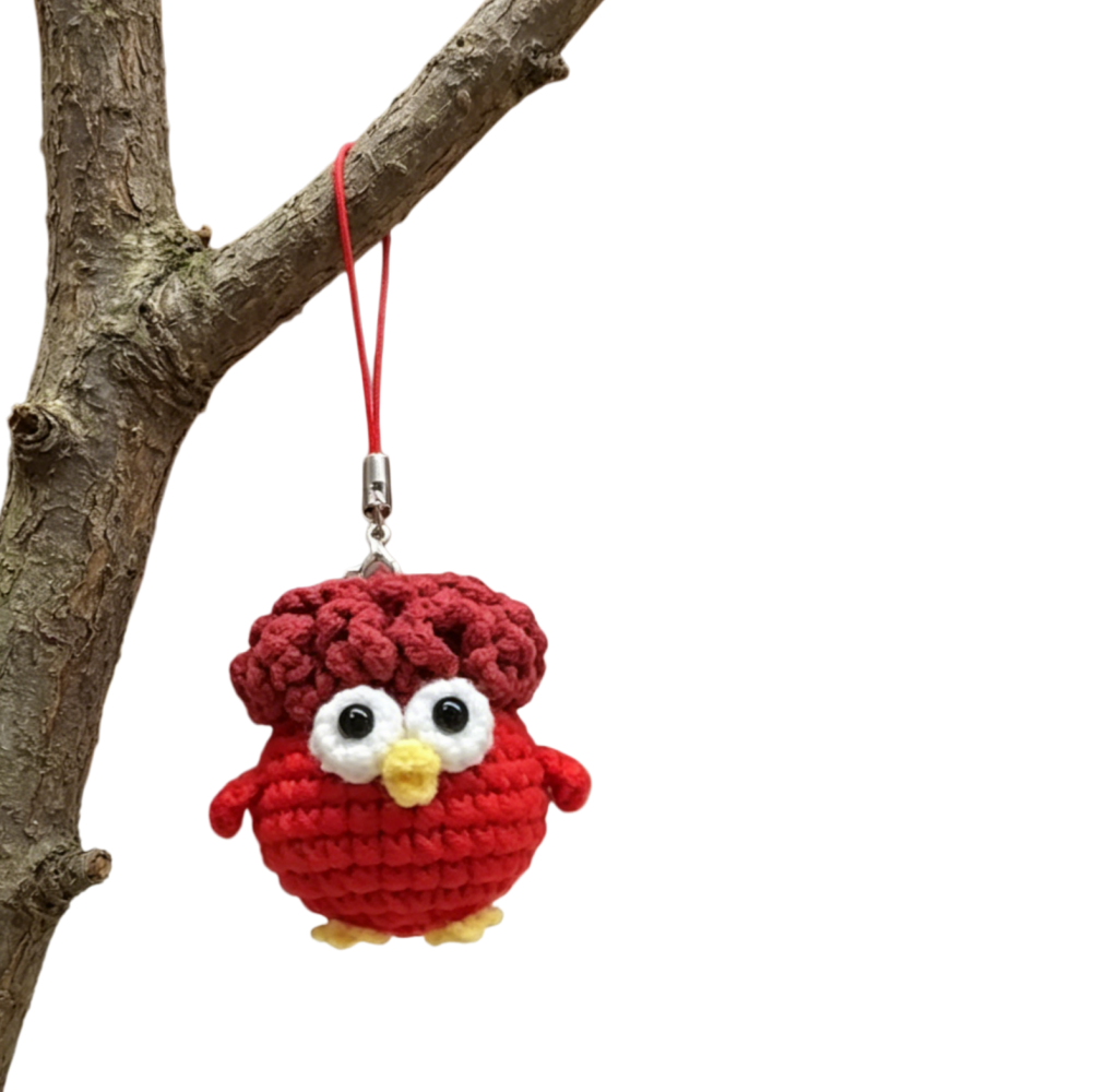 Cute fluffy crochet chick DIY kit detail