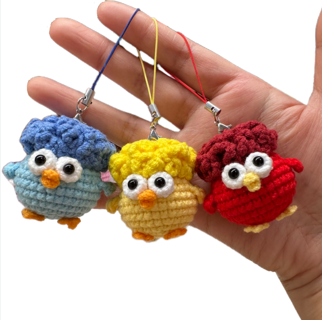 Crochet Fluffy Chicks Kit featuring cute handmade fluffy chick dolls in pastel colors