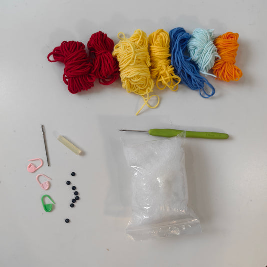Complete Crochet Fluffy Chicks Kit with materials