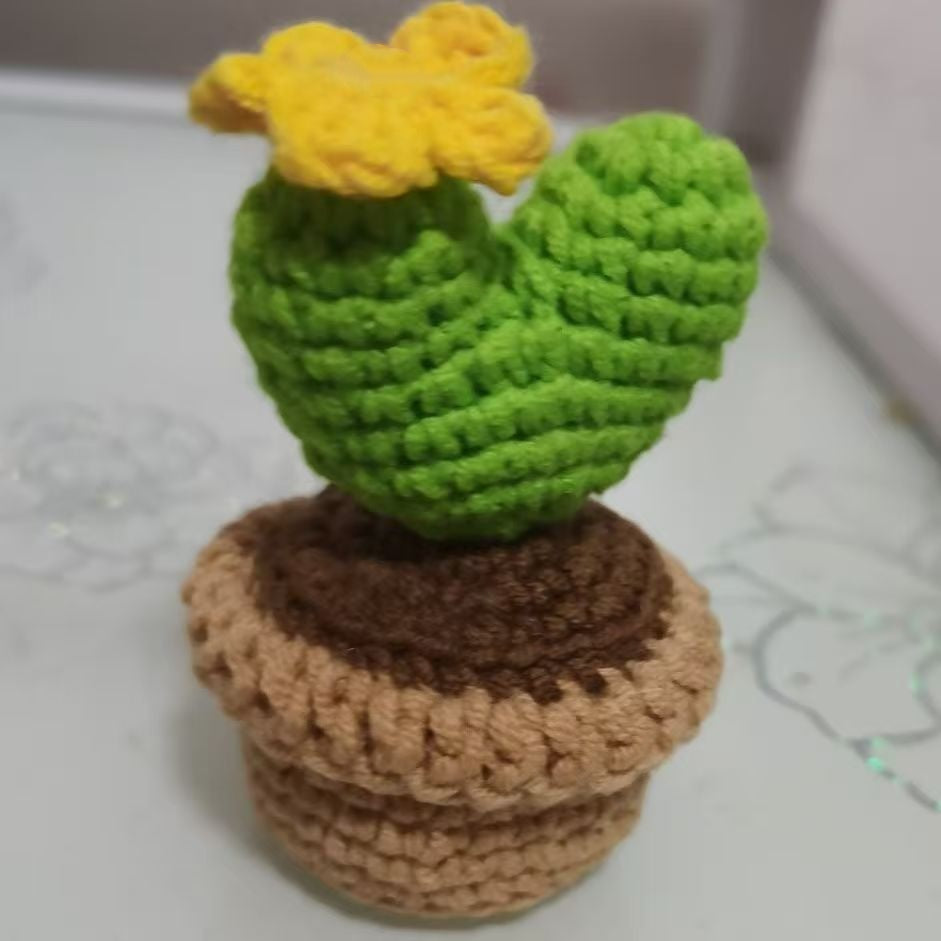 Crochet cactus plush shaped as the letter V