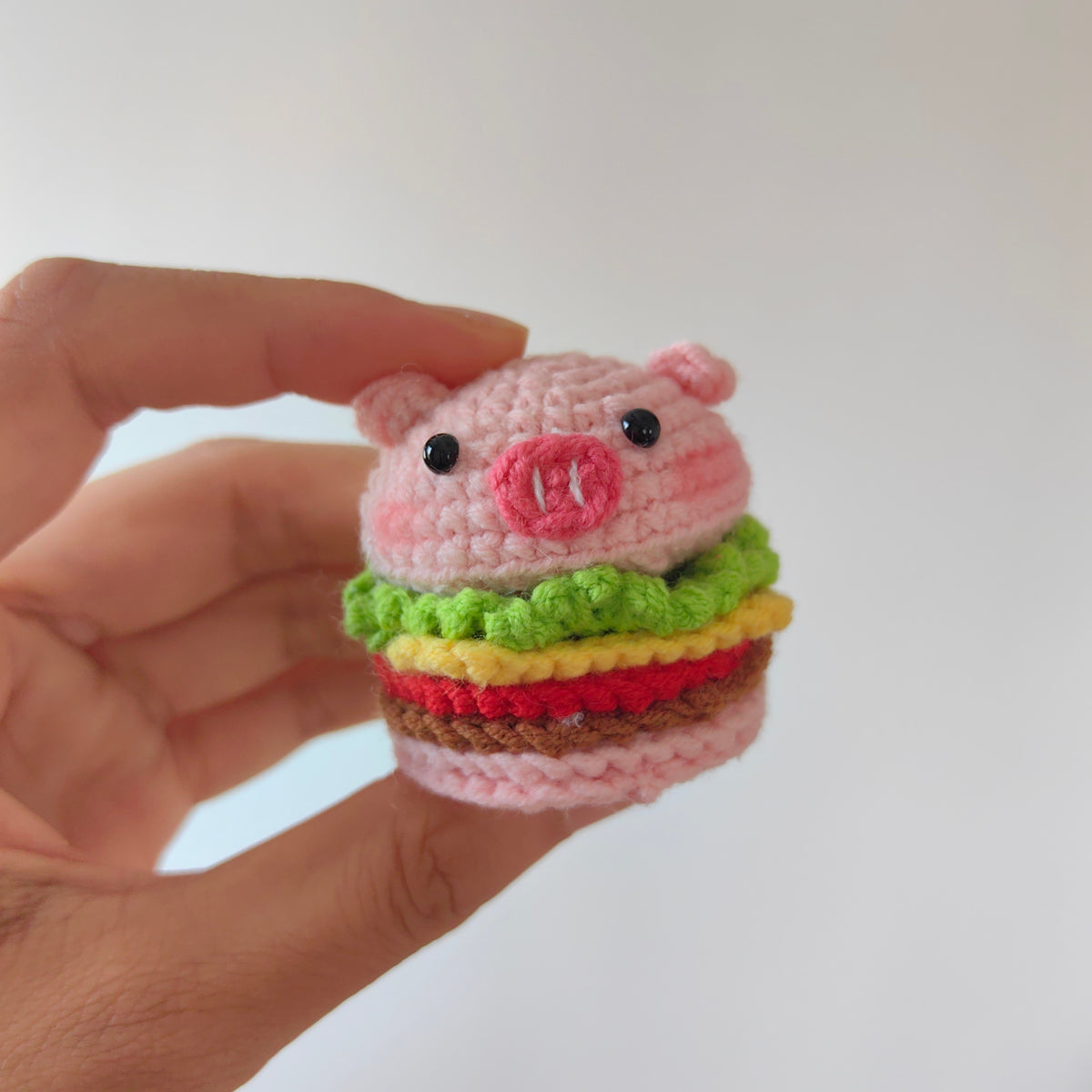 Cute crochet pig hamburger plush DIY kit