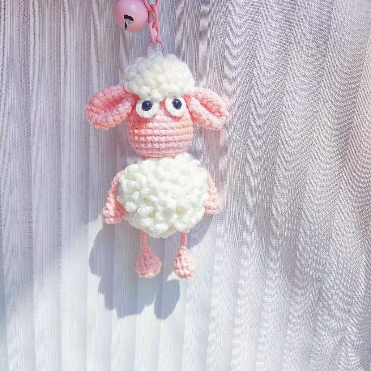 Soft Crochet Sheep Keychain Close Up DIY Crochet Kit