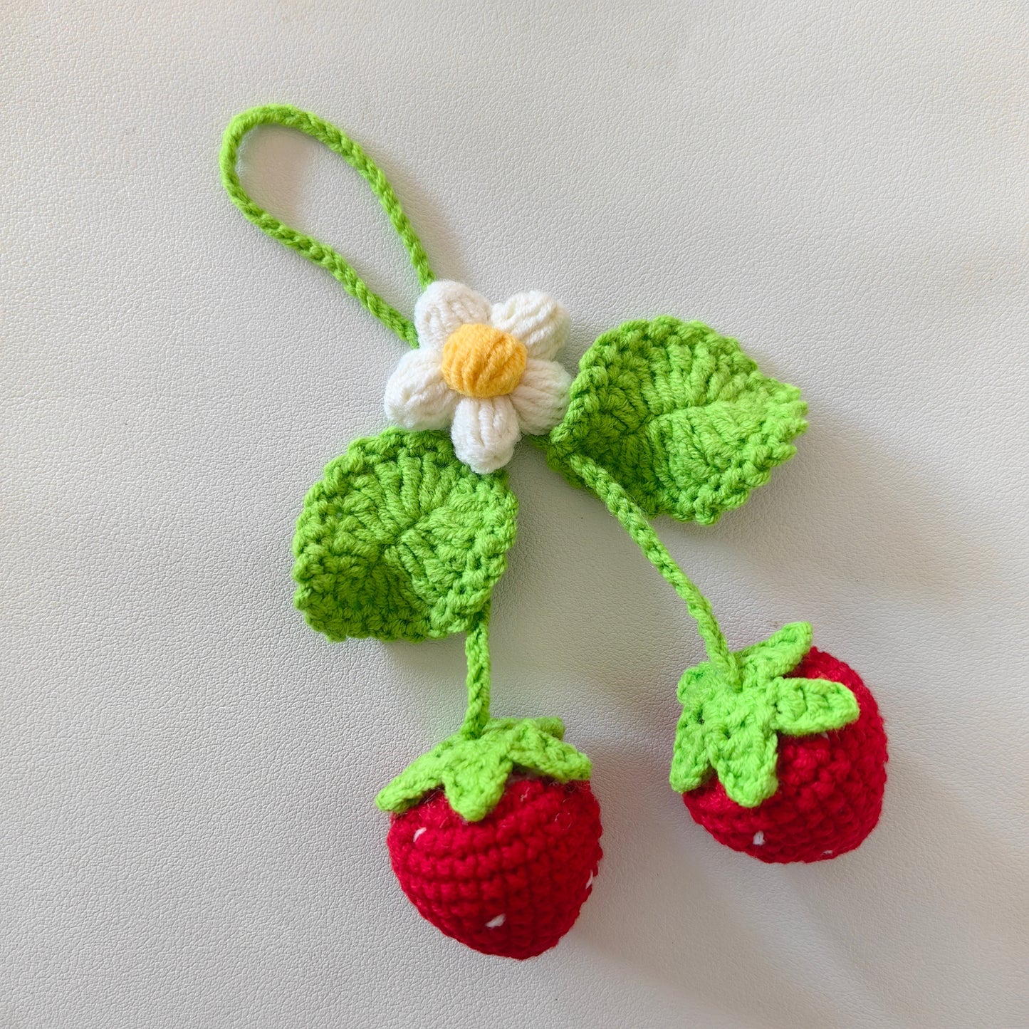 Crochet Strawberry handmade keychain